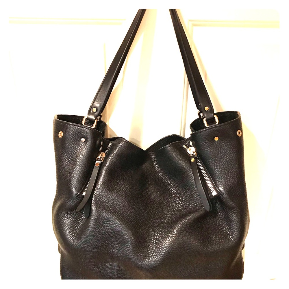 Authentic Burberry Canterbury black leather tote